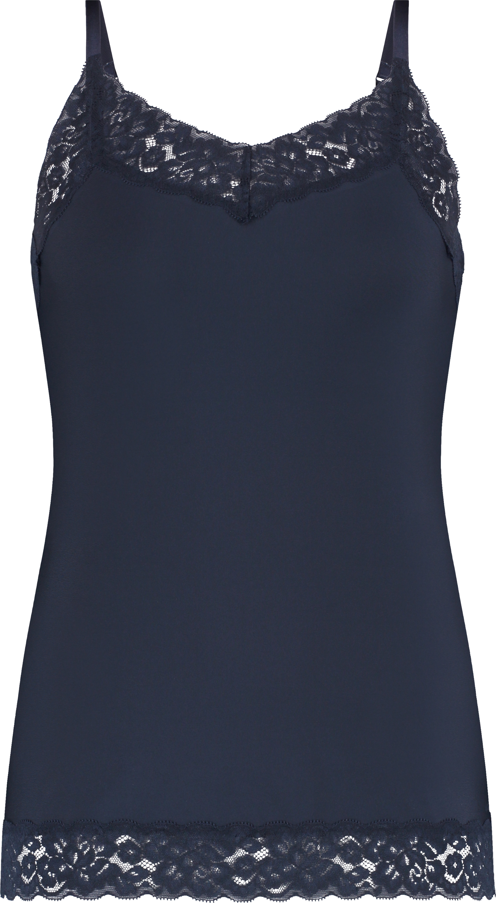 Secrets Dames Spaghetti Top Met Kant Dark Navy Secrets Dames Spaghetti Top Met Kant Dark Navy