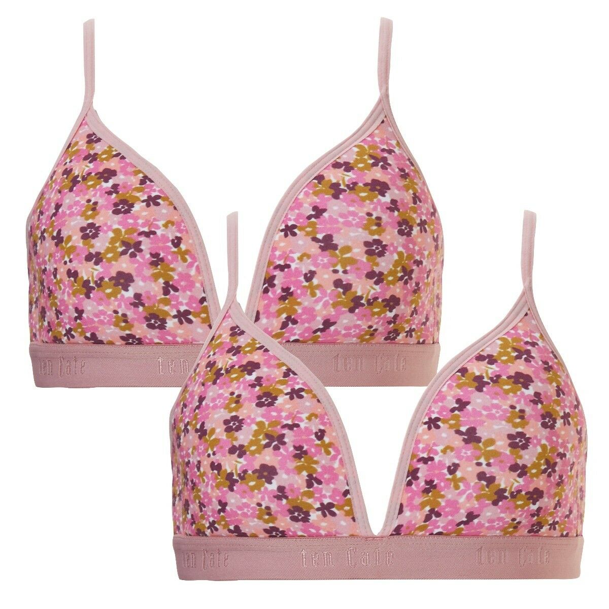 Meisjes Cotton Stretch 2-Pack BH Flower