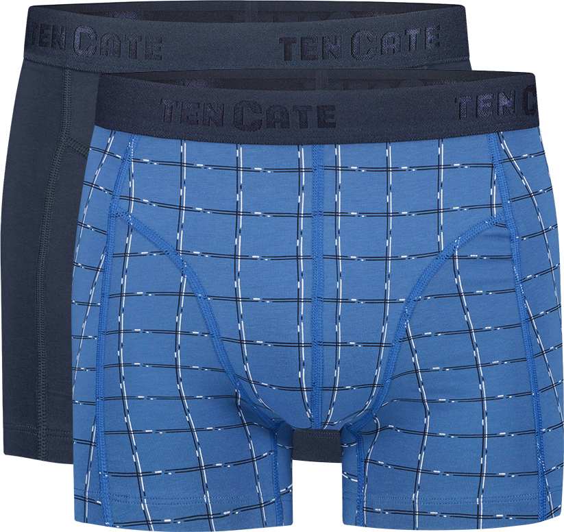 Heren Basics Organic Cotton Stretch 2-Pack Short Check Blue