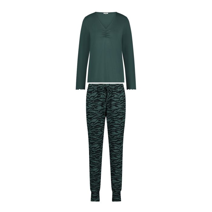 Night Dames Pyjama Set Long Sleeve Soft Green