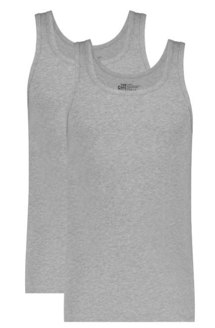 Basics Organic Cotton Stretch Heren Singlet 2-Pack Grijs