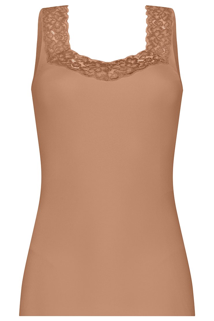 Dames Secrets Lace Singlet Hazelnut