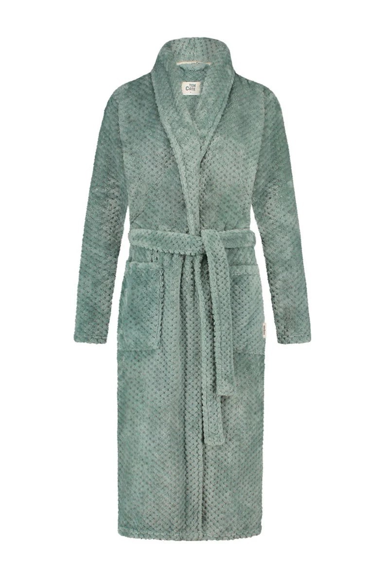 Dames Badjas Fleece Slate Green Dot