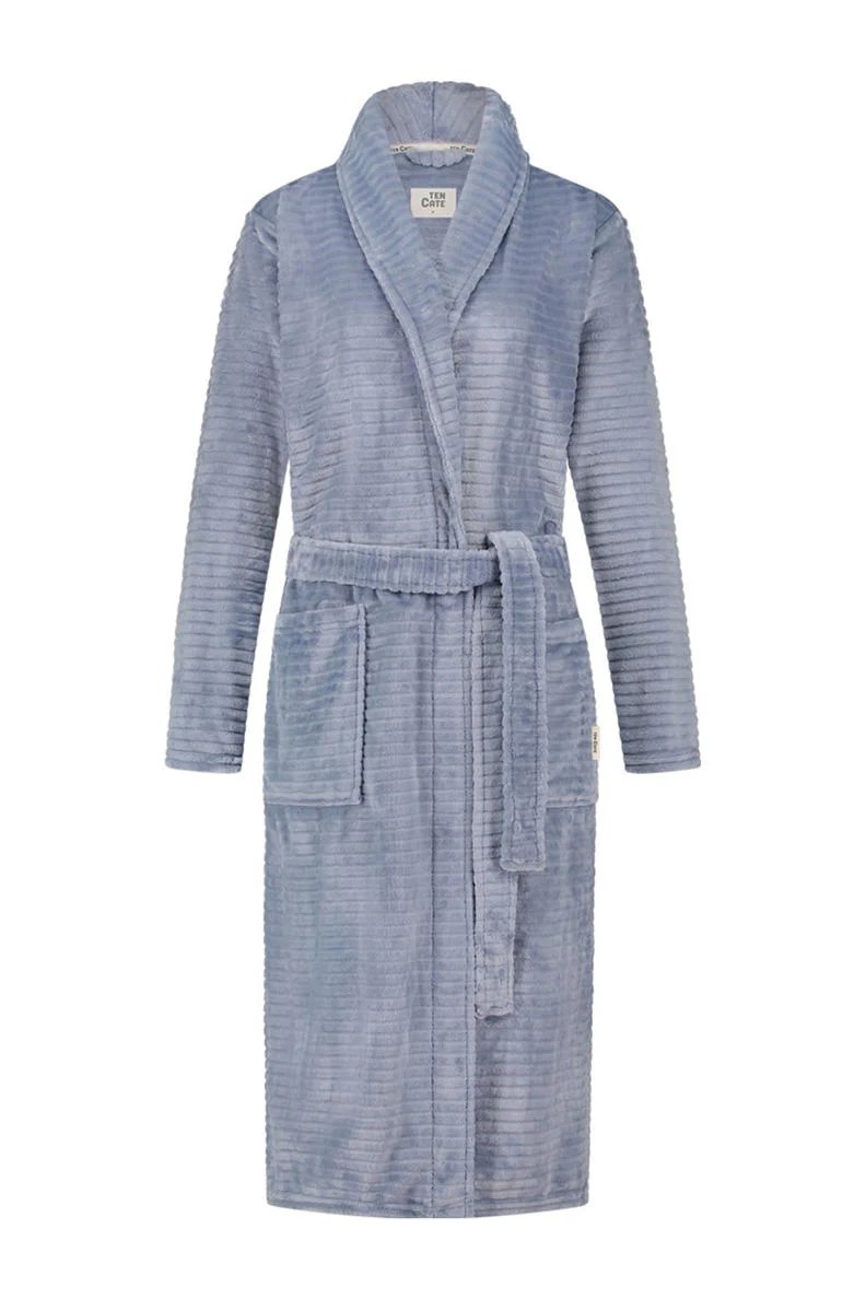 Dames Badjas Fleece Blue Stripe