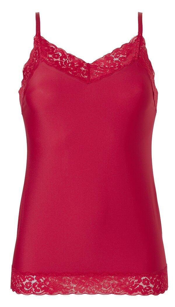 Dames Secrets Spaghetti Lace Top Rood