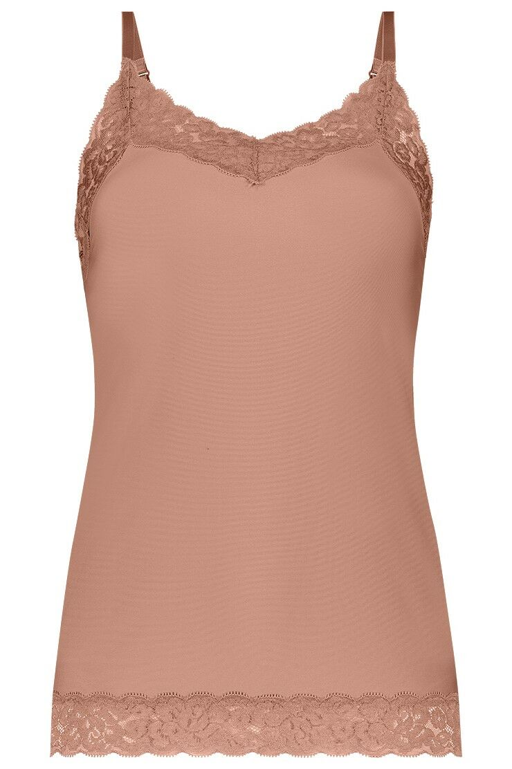 Dames Secrets Spaghetti Lace Top Pink Nut