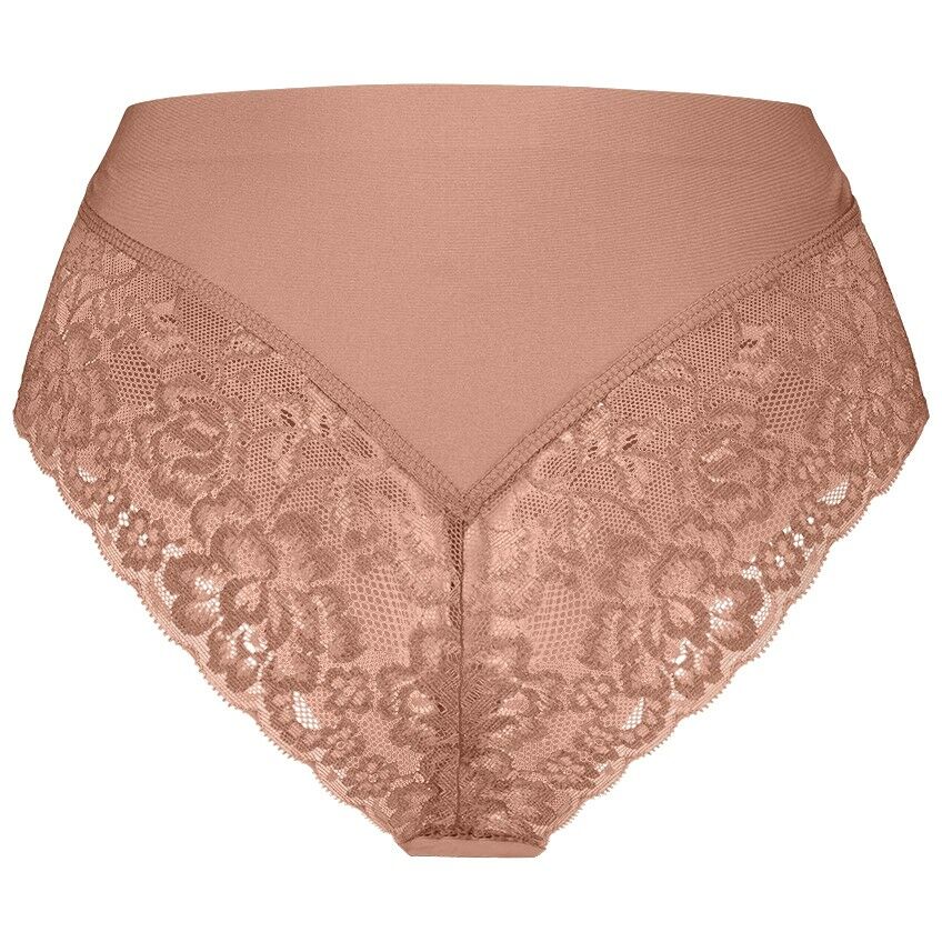 Dames Secrets High Waist Lace Brazilian Pink Nut