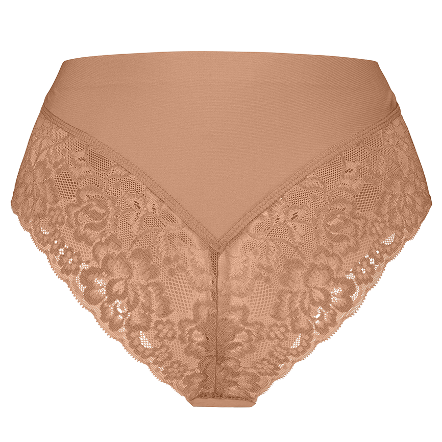 Dames Secrets Hight Waist Lace Brazilian Hazelnut