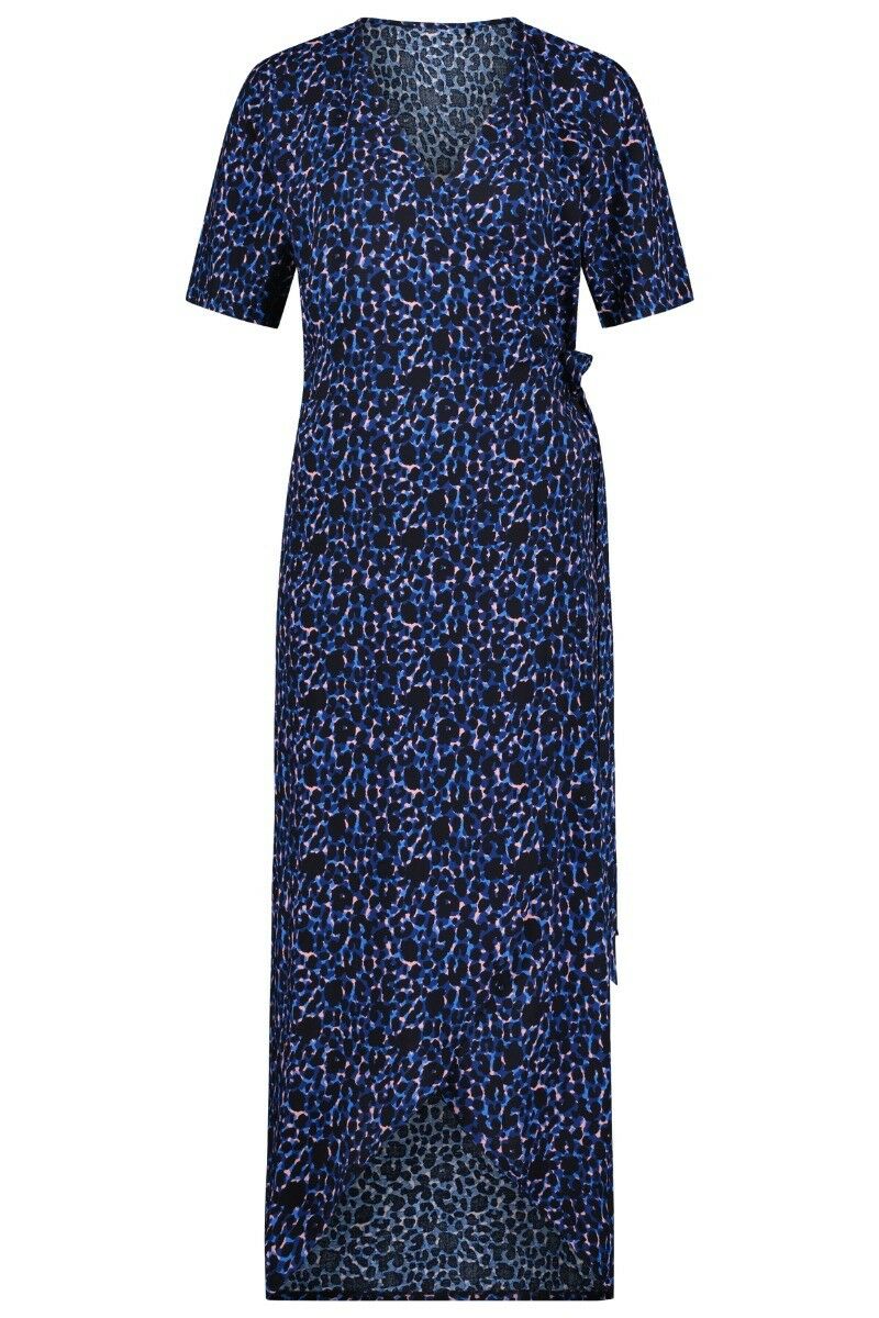 TC WOW Dames Wrap Dress Navy Leopard