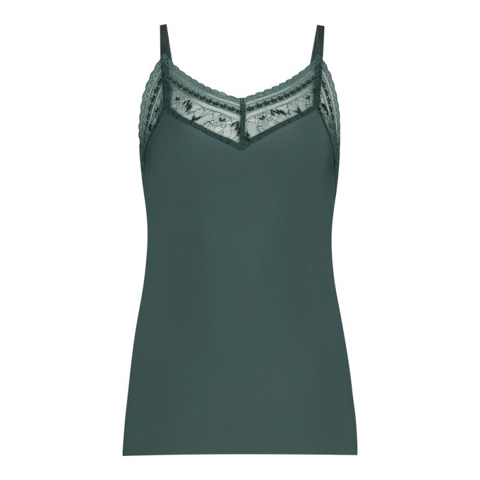 Secrets Dames Spaghetti Top Met Kant Soft Green