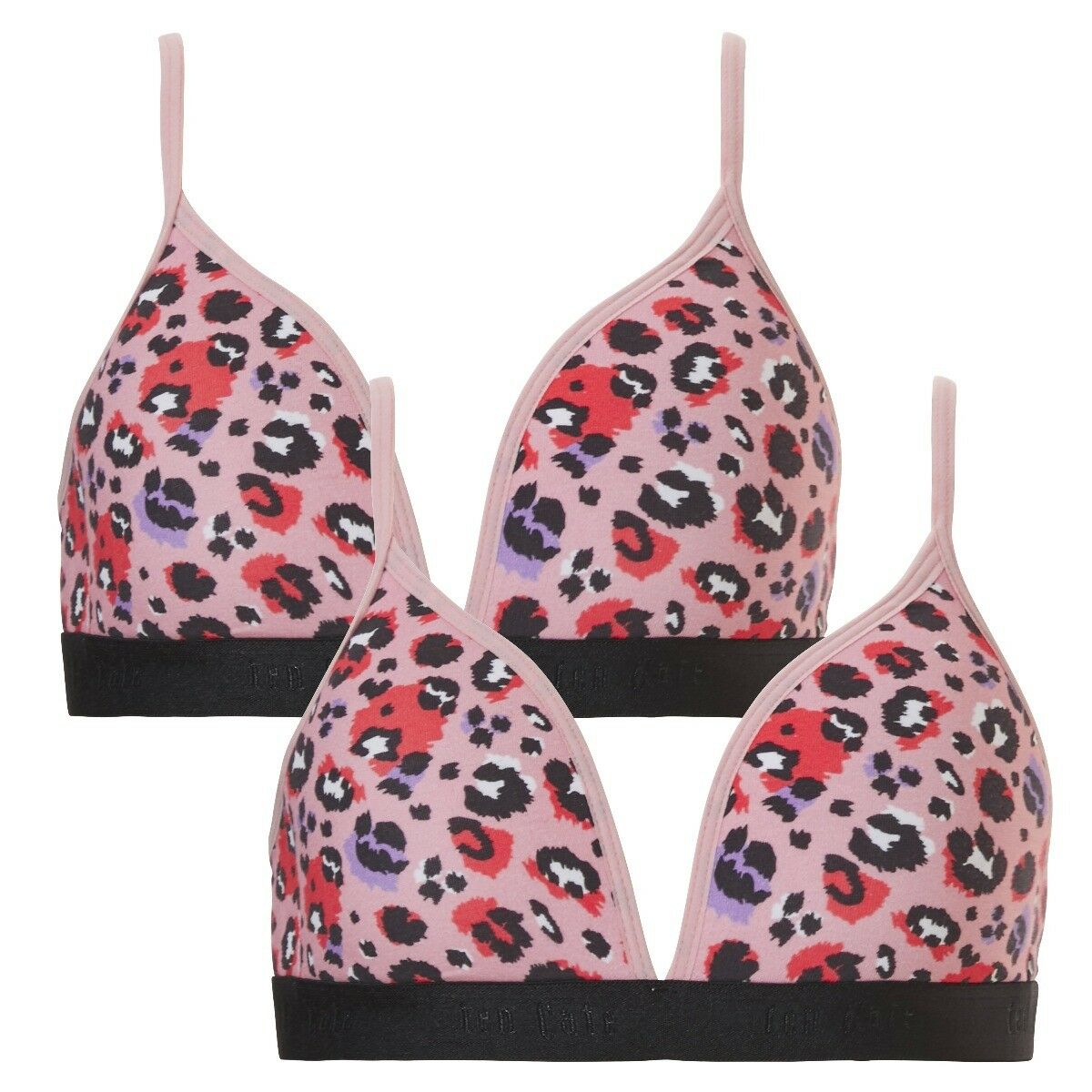 Meisjes Organic Cotton Stretch 2-Pack BH Leopard Pink