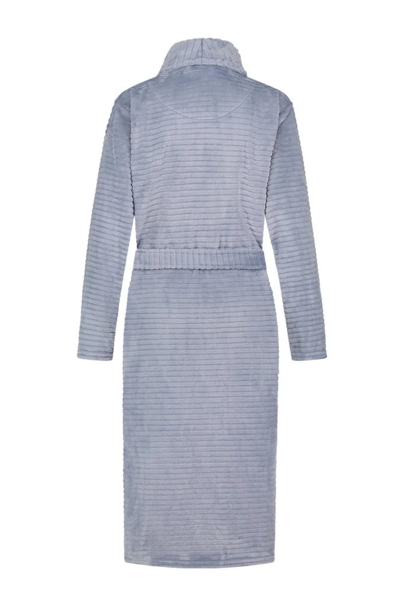 Dames Badjas Fleece Blue Stripe