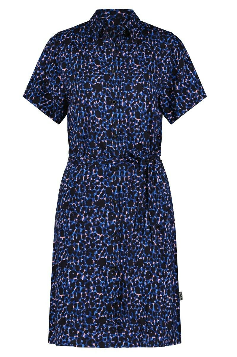 TC WOW Dames Shirt Dress Navy Leopard