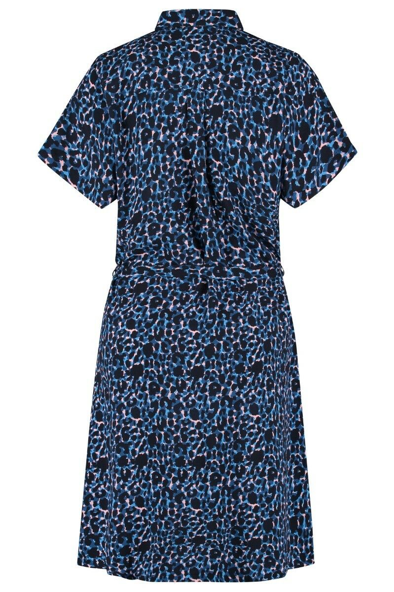 Dames TC WOW Shirt Dress Navy Leopard