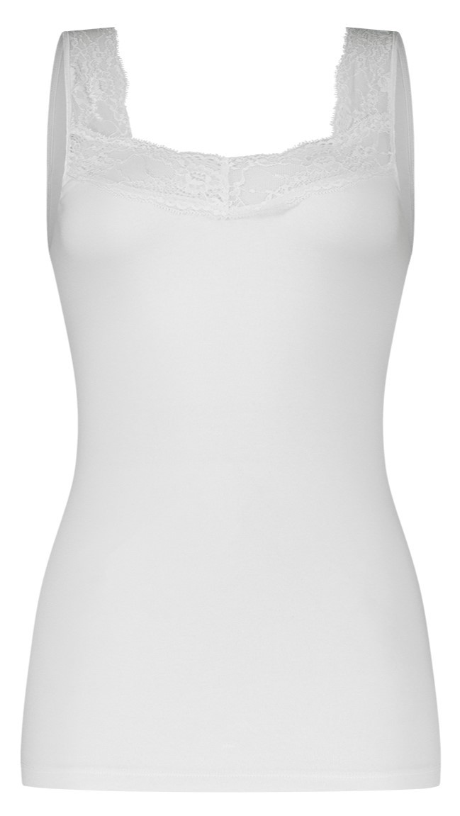 Dames Basics Organic Cotton Stretch Lace Hemd Wit