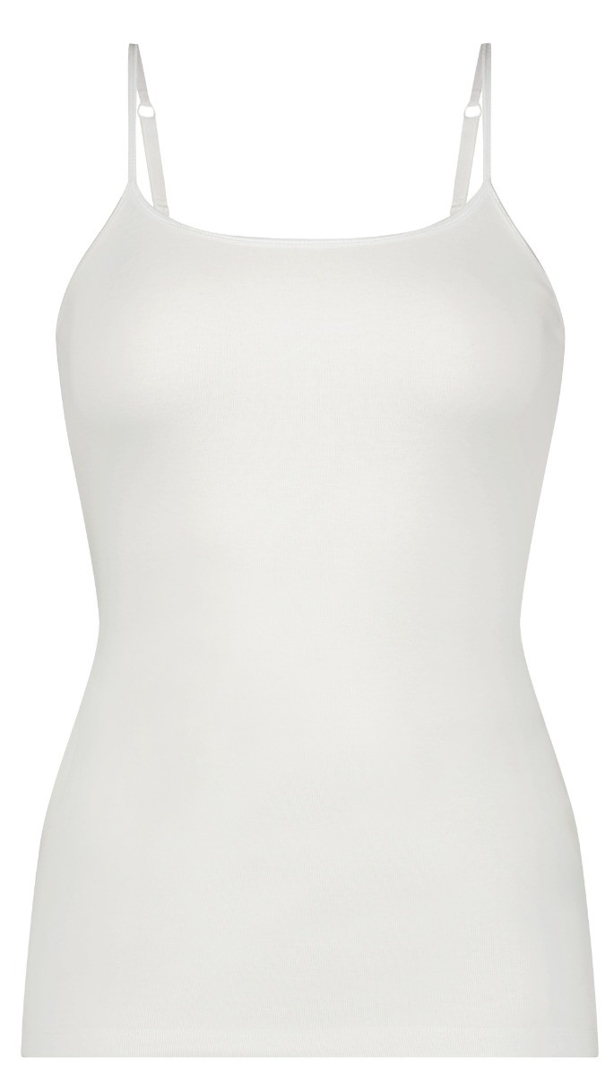 Basics Organic Cotton Stretch Dames Spaghetti Top Wit Basics Organic Cotton Stretch Dames Spaghetti Top Wit