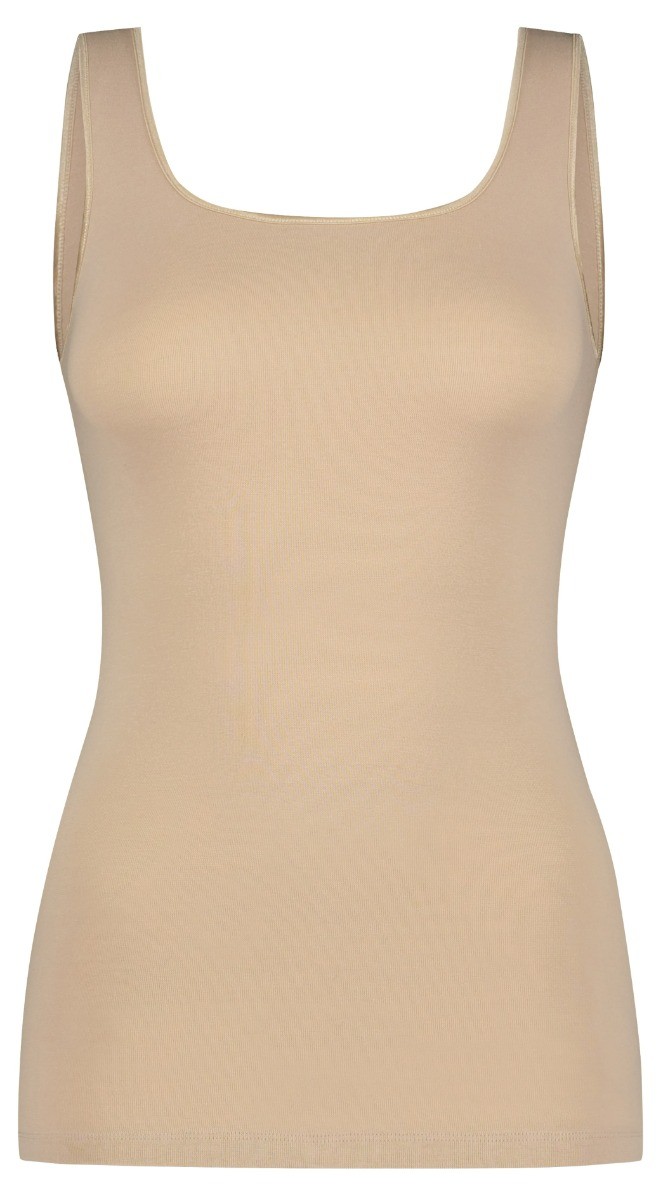 Dames Basics Organic Cotton Stretch Hemd Beige