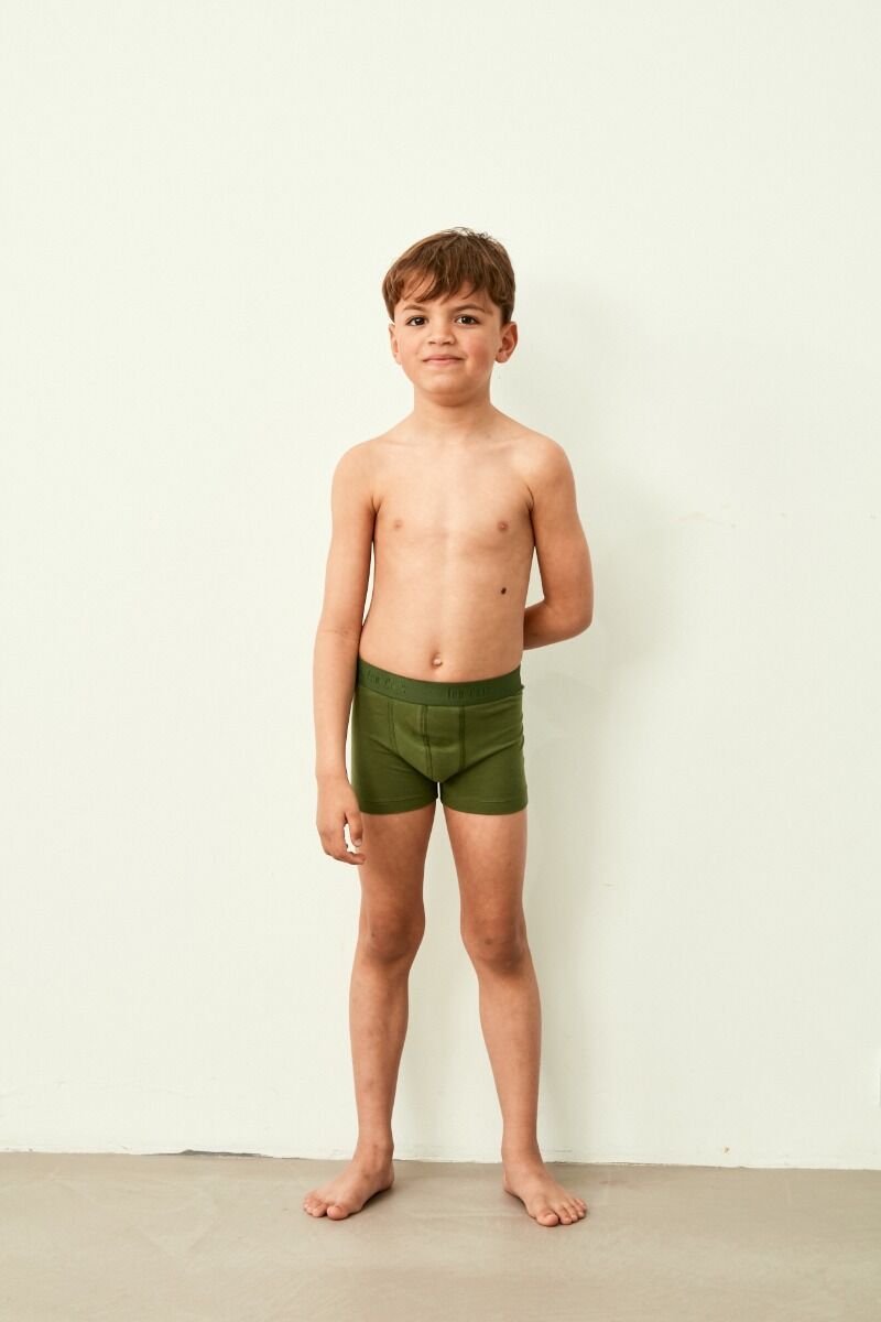 Jongens Basics Organic Cotton Stretch 2-Pack Shorts Army Green