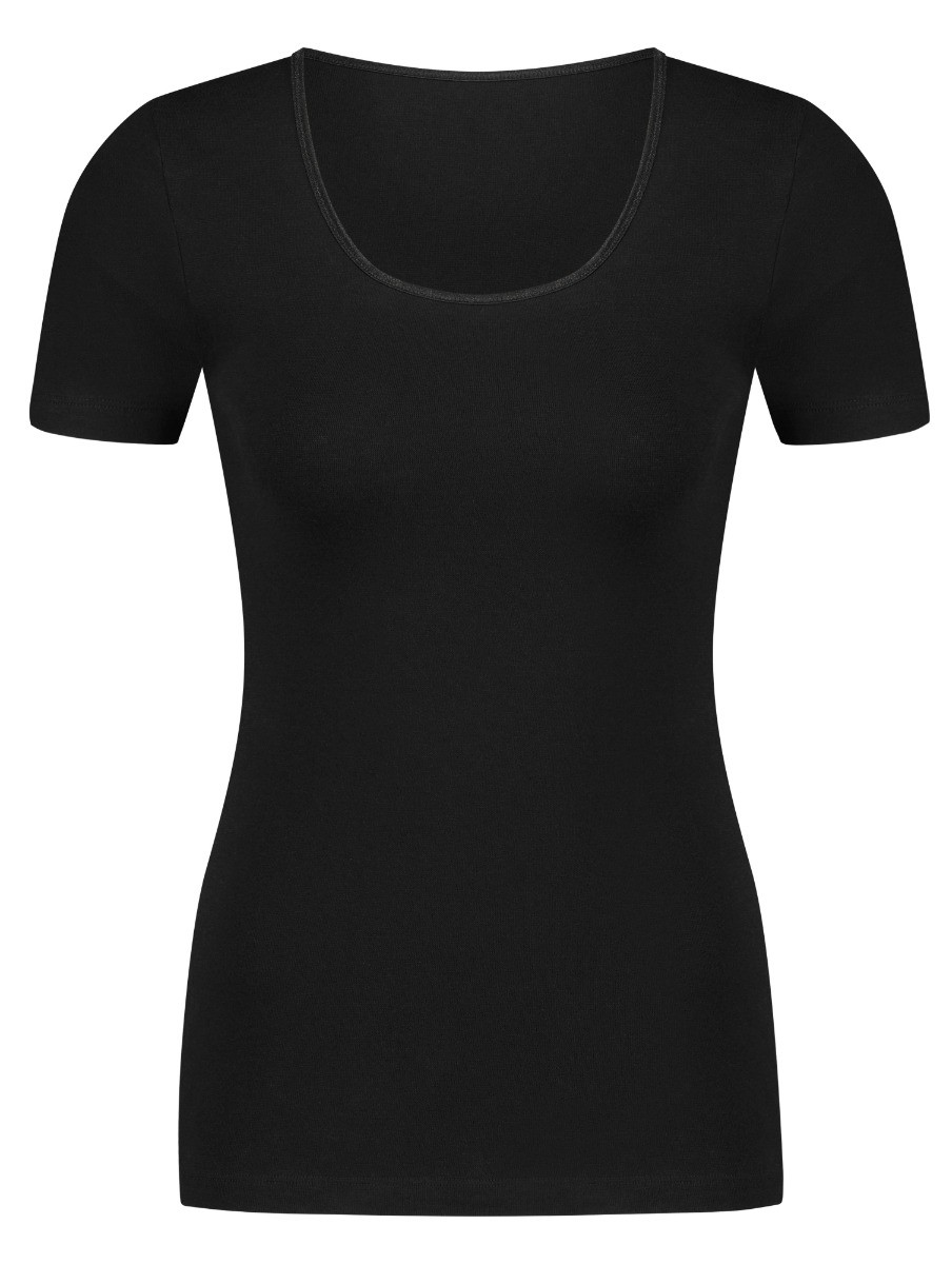 Dames Basics Organic Cotton Stretch T-Shirt Zwart