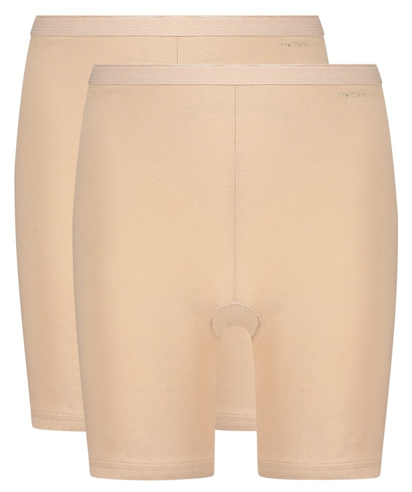 Dames Basics Organic Cotton Stretch 2-Pack Long Short Beige